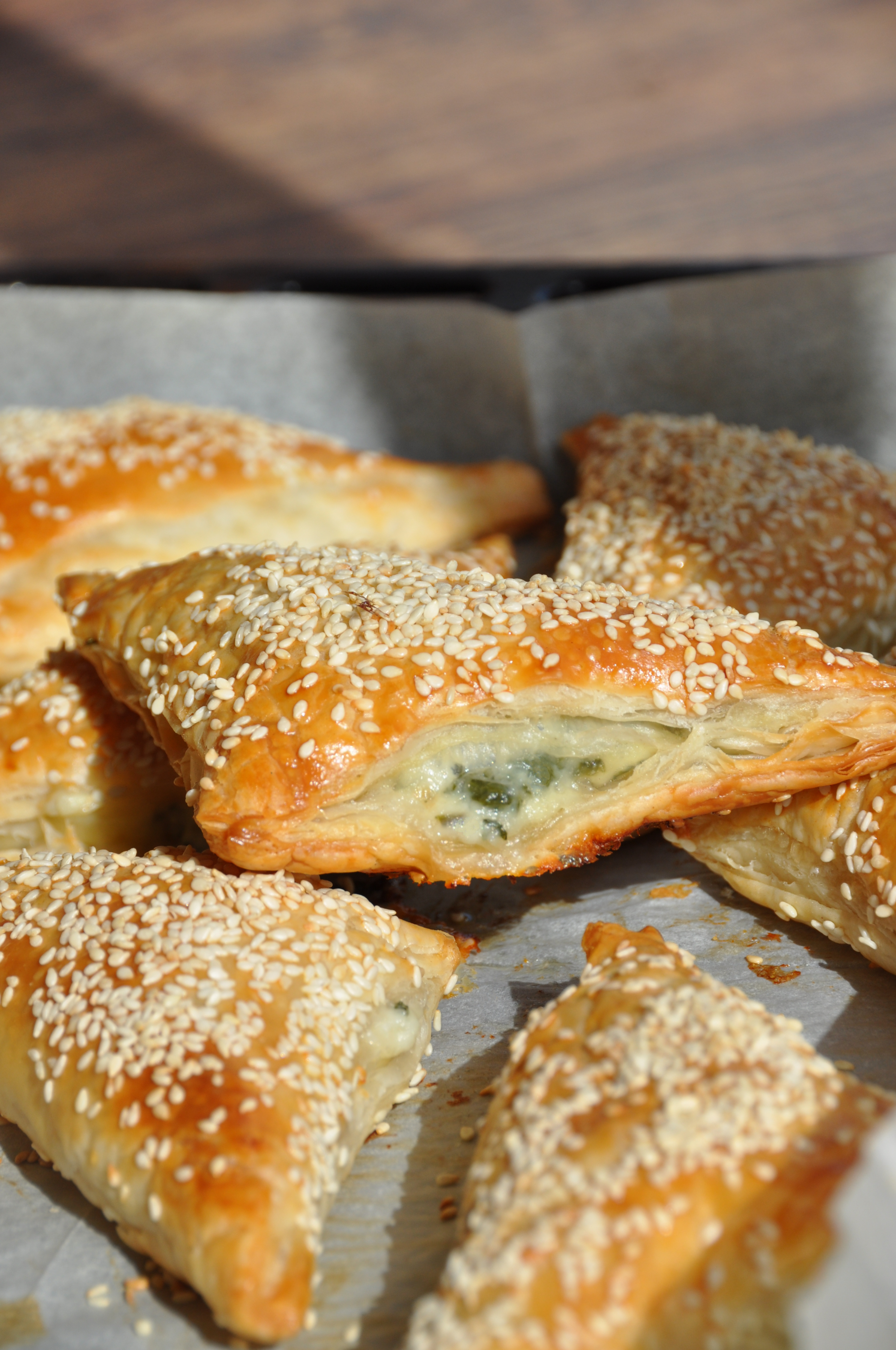 Spinach and Cheese Bourekas (Puff Pastry Triangles)