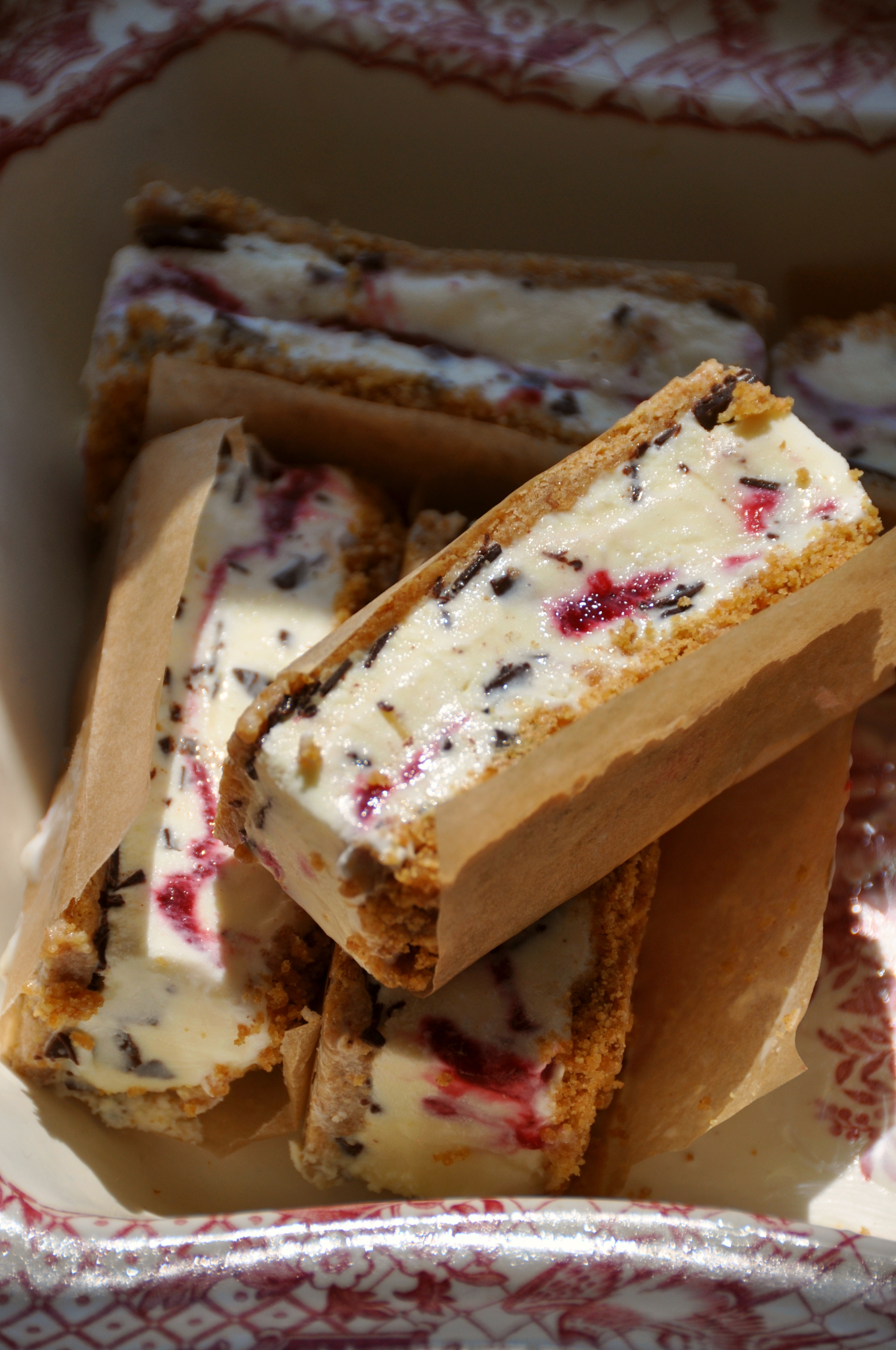 Raspberry Straciatella Ice Cream Sandwiches